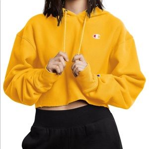 Champion Cropped Hoodie, yellow, size L